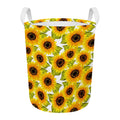 Doodle Sunflower Pattern Print Round Laundry Basket