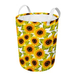 Doodle Sunflower Pattern Print Round Laundry Basket