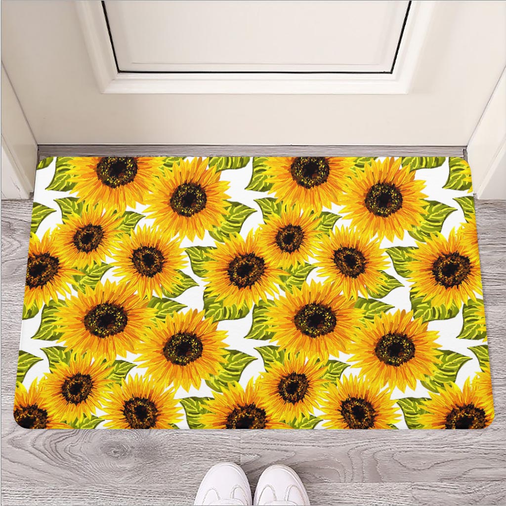 Doodle Sunflower Pattern Print Rubber Doormat
