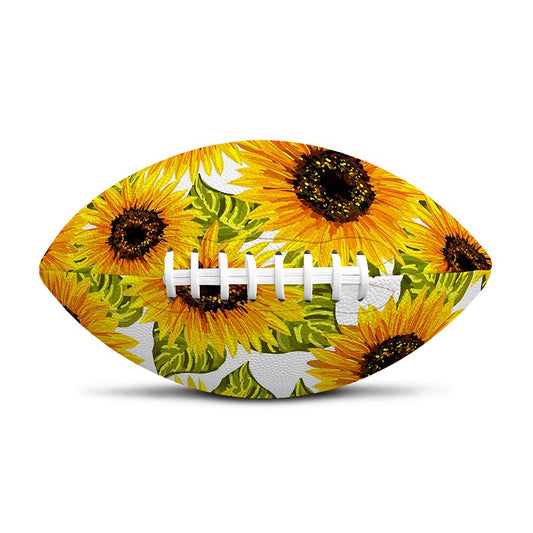 Doodle Sunflower Pattern Print Rugby Ball