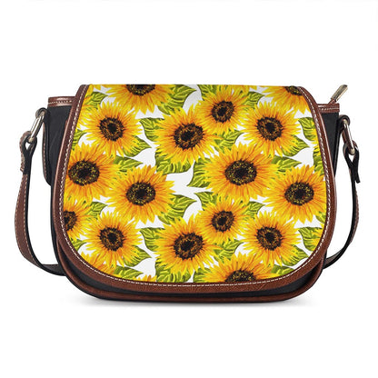 Doodle Sunflower Pattern Print Saddle Bag