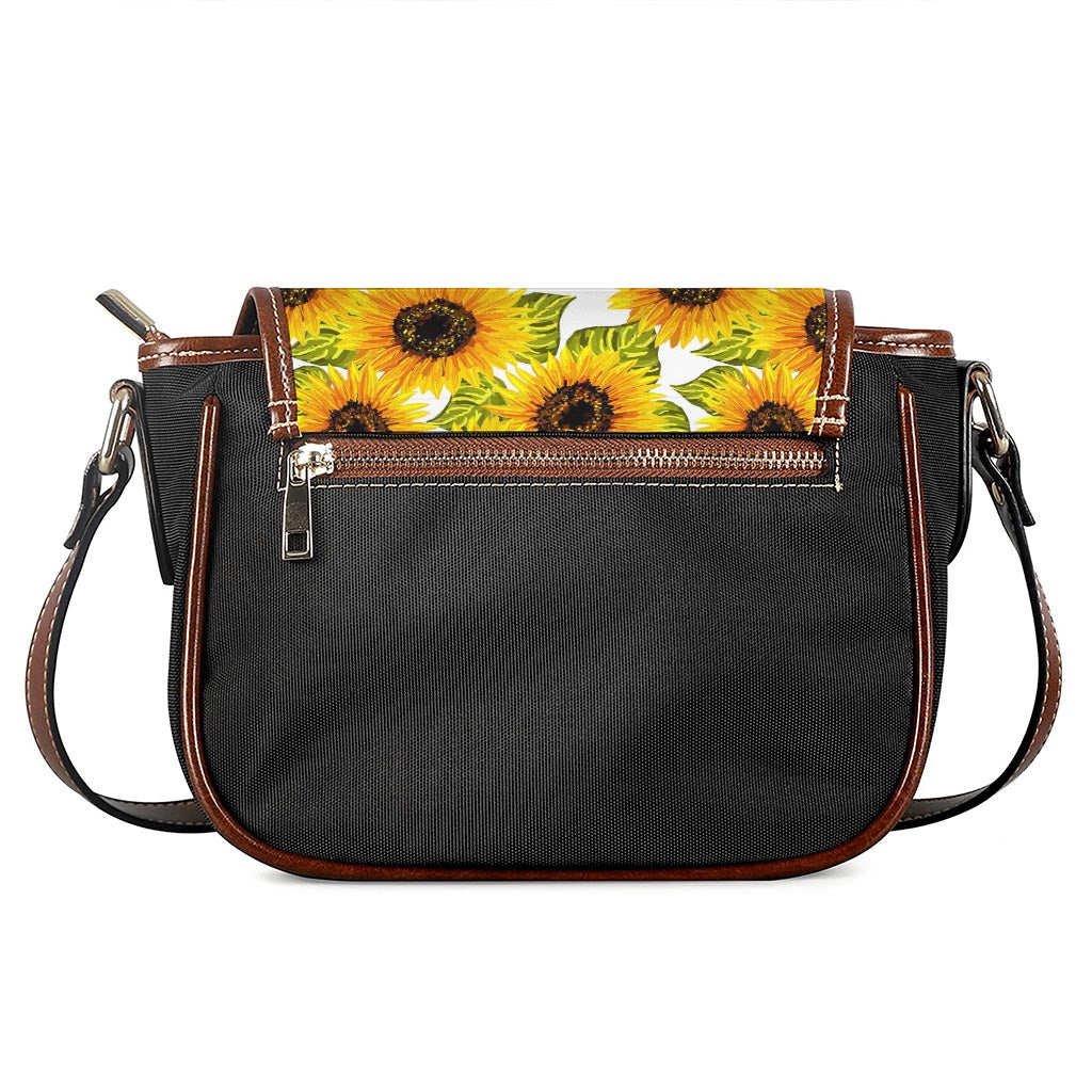 Doodle Sunflower Pattern Print Saddle Bag