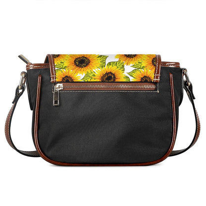 Doodle Sunflower Pattern Print Saddle Bag