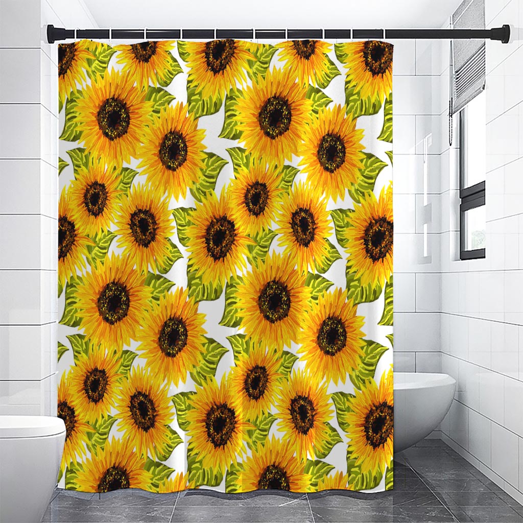 Doodle Sunflower Pattern Print Shower Curtain