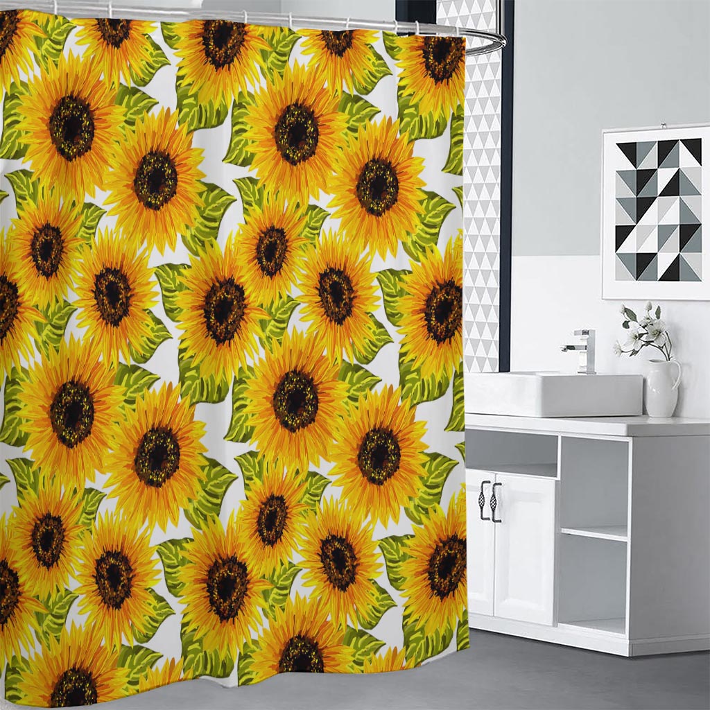 Doodle Sunflower Pattern Print Shower Curtain