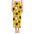 Doodle Sunflower Pattern Print Side Slit Maxi Skirt