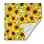 Doodle Sunflower Pattern Print Silk Bandana