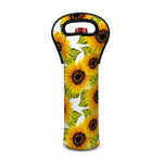 Doodle Sunflower Pattern Print Single Neoprene Wine Tote