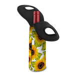 Doodle Sunflower Pattern Print Single Neoprene Wine Tote