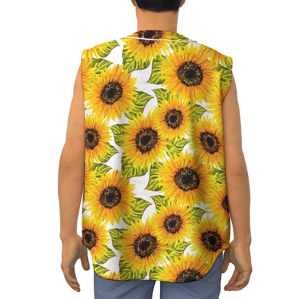 Doodle Sunflower Pattern Print Sleeveless Baseball Jersey