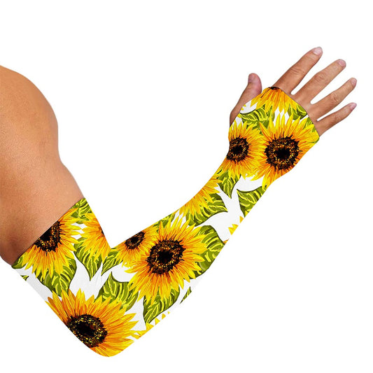 Doodle Sunflower Pattern Print Sun Protection Arm Sleeves