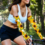 Doodle Sunflower Pattern Print Sun Protection Arm Sleeves
