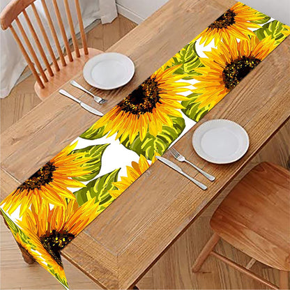 Doodle Sunflower Pattern Print Table Runner