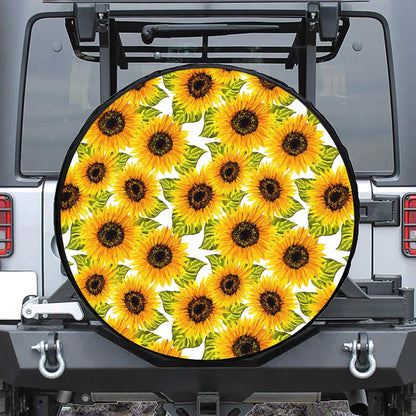 Doodle Sunflower Pattern Print Tire Cover