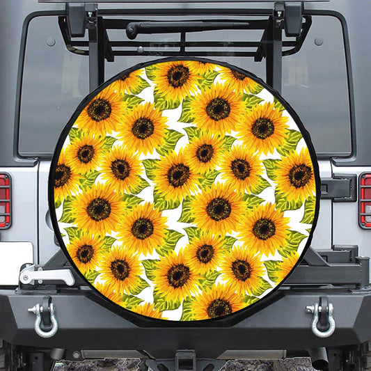 Doodle Sunflower Pattern Print Tire Cover
