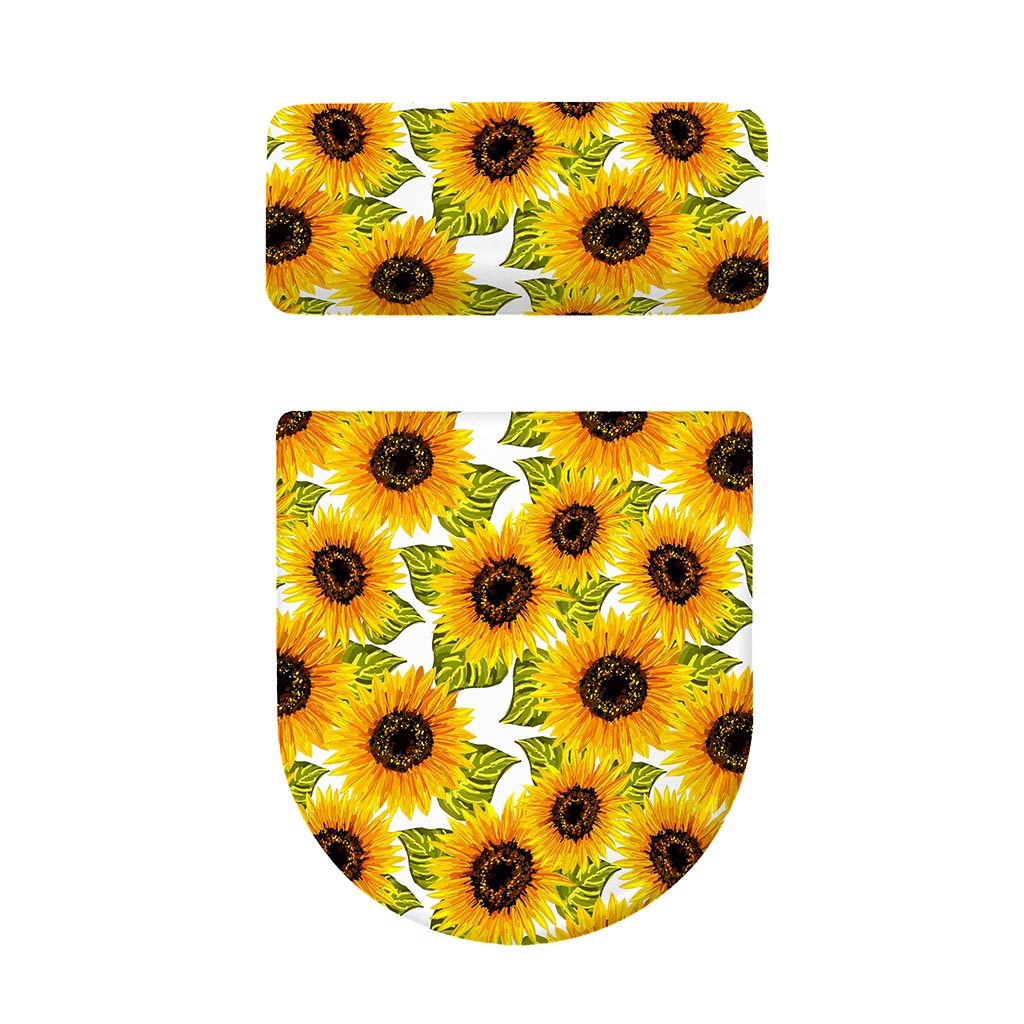 Doodle Sunflower Pattern Print Toilet Lid And Tank Cover Set