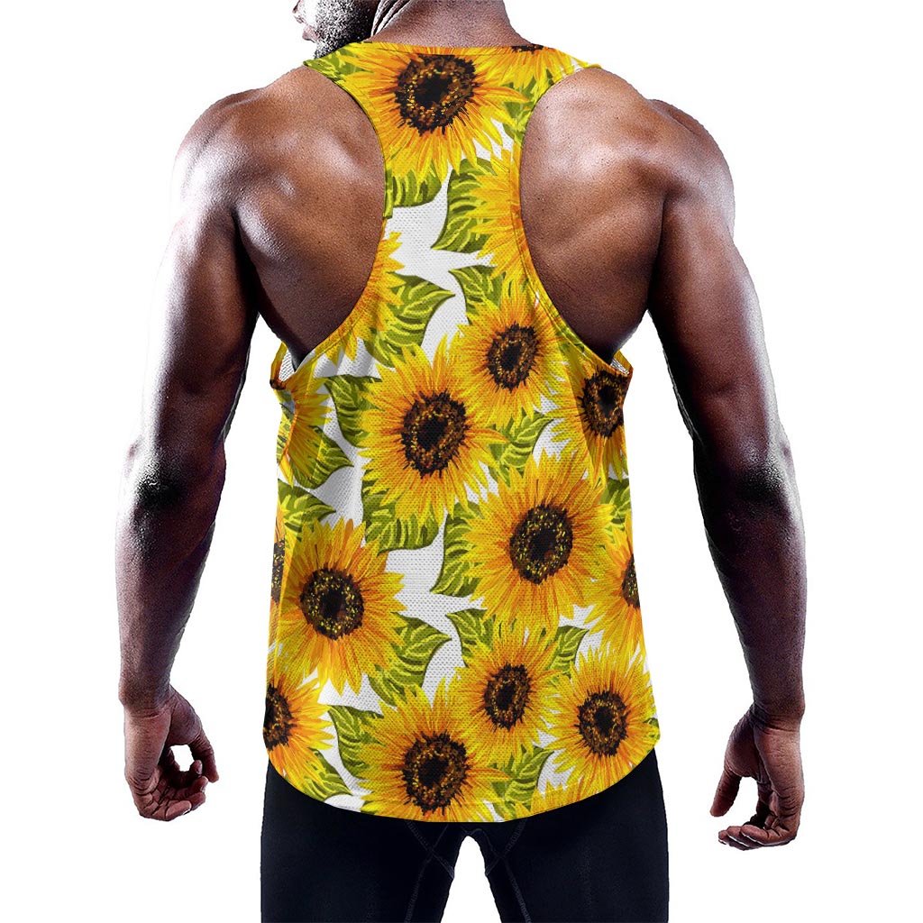 Doodle Sunflower Pattern Print Training Tank Top