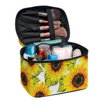Doodle Sunflower Pattern Print Travel Makeup Bag