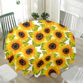 Doodle Sunflower Pattern Print Waterproof Round Tablecloth
