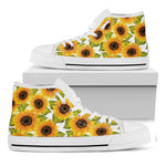 Doodle Sunflower Pattern Print White High Top Sneakers