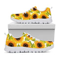 Doodle Sunflower Pattern Print White Running Shoes