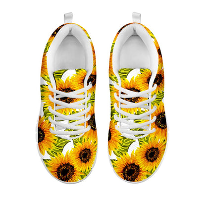 Doodle Sunflower Pattern Print White Running Shoes