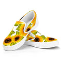 Doodle Sunflower Pattern Print White Slip On Sneakers