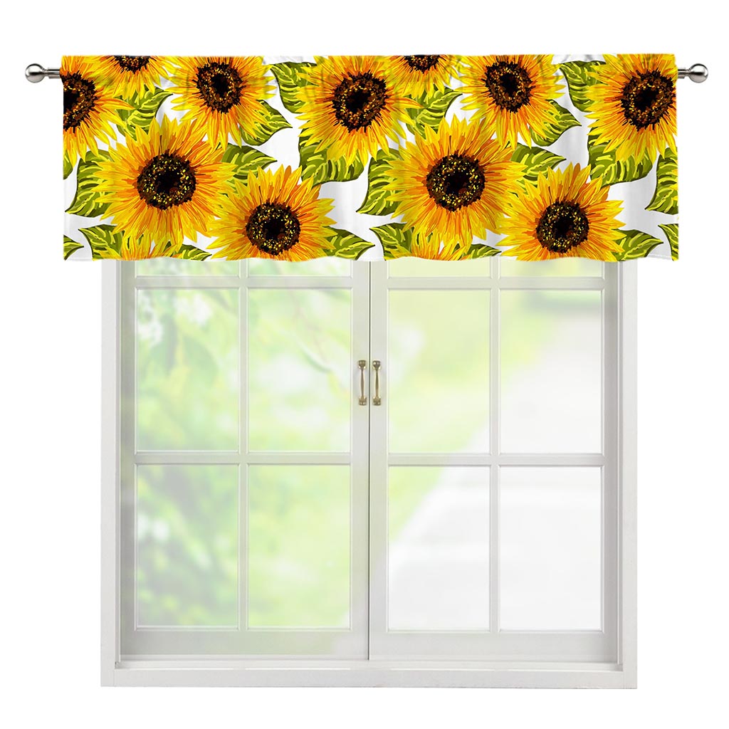 Doodle Sunflower Pattern Print Window Valance