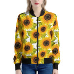 Doodle Sunflower Pattern Print Women's Bomber Jacket
