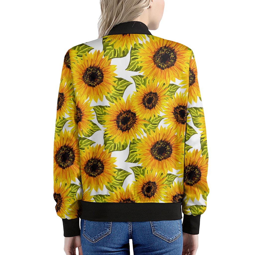 Doodle Sunflower Pattern Print Women's Bomber Jacket