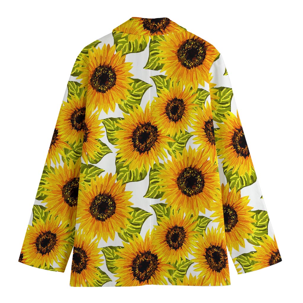 Doodle Sunflower Pattern Print Women's Cotton Blazer
