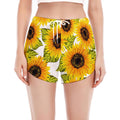 Doodle Sunflower Pattern Print Women's Split Running Shorts