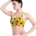 Doodle Sunflower Pattern Print Women's Sports Bra