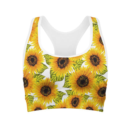 Doodle Sunflower Pattern Print Women's Sports Bra