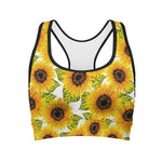 Doodle Sunflower Pattern Print Women's Sports Bra