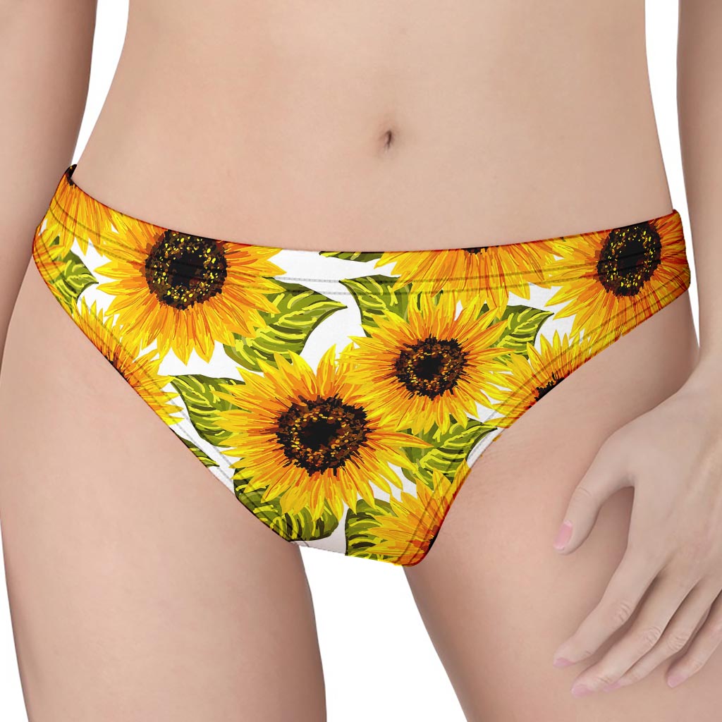 Doodle Sunflower Pattern Print Women's Thong