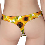 Doodle Sunflower Pattern Print Women's Thong