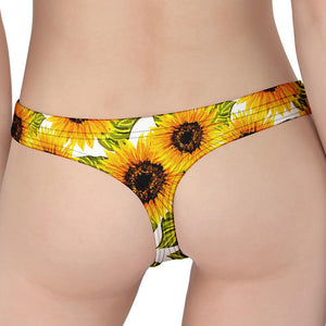 Doodle Sunflower Pattern Print Women's Thong