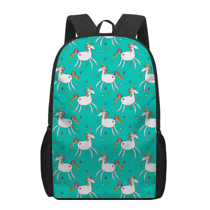 Doodle Unicorn Pattern Print 17 Inch Backpack