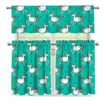 Doodle Unicorn Pattern Print 3 Piece Kitchen Curtains