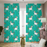 Doodle Unicorn Pattern Print Blackout Pencil Pleat Curtains