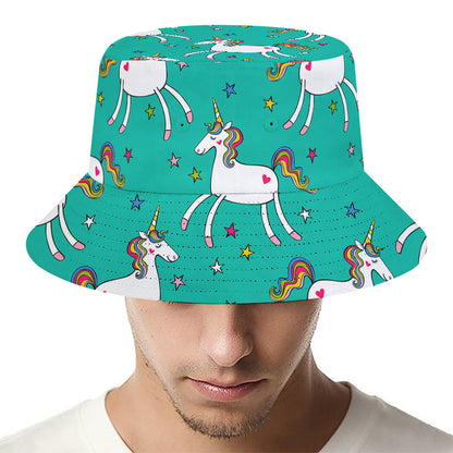 Doodle Unicorn Pattern Print Bucket Hat
