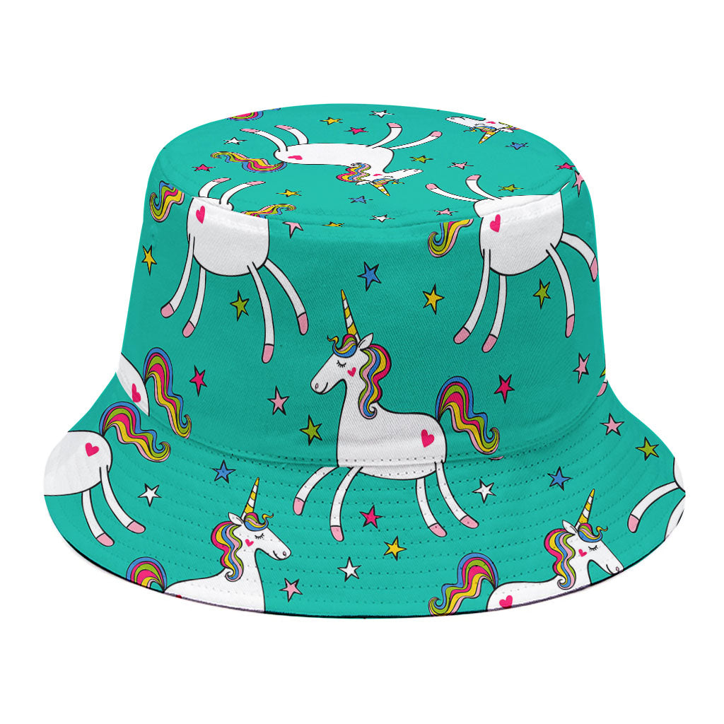 Doodle Unicorn Pattern Print Bucket Hat