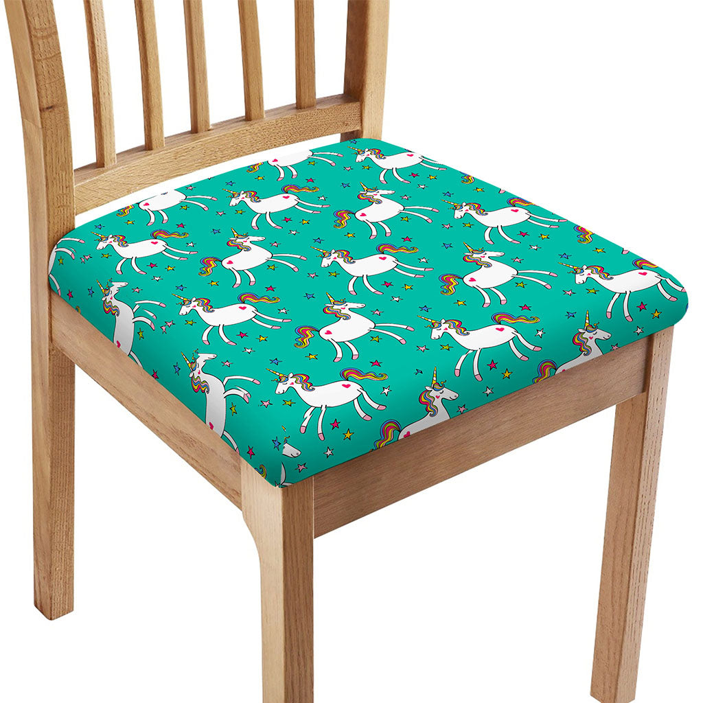 Doodle Unicorn Pattern Print Chair Cushion Cover