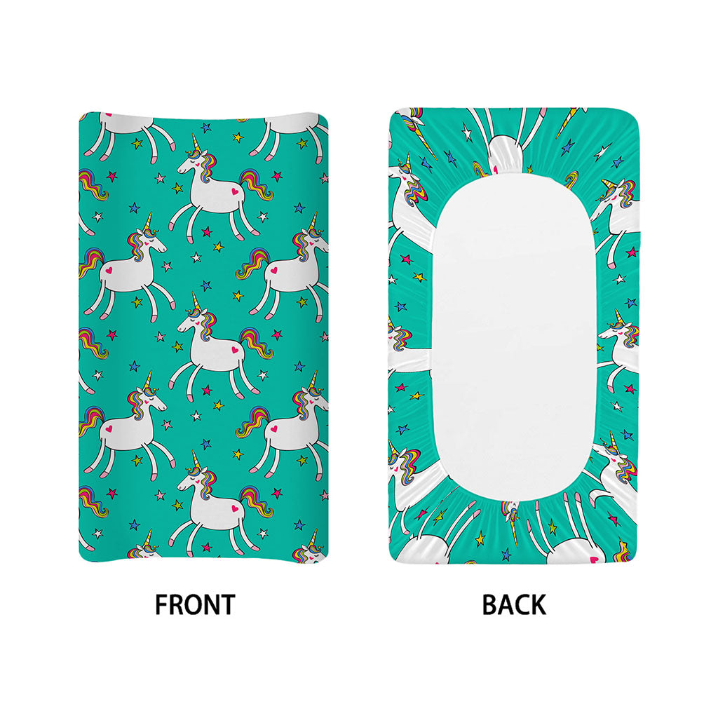 Doodle Unicorn Pattern Print Changing Pad Cover
