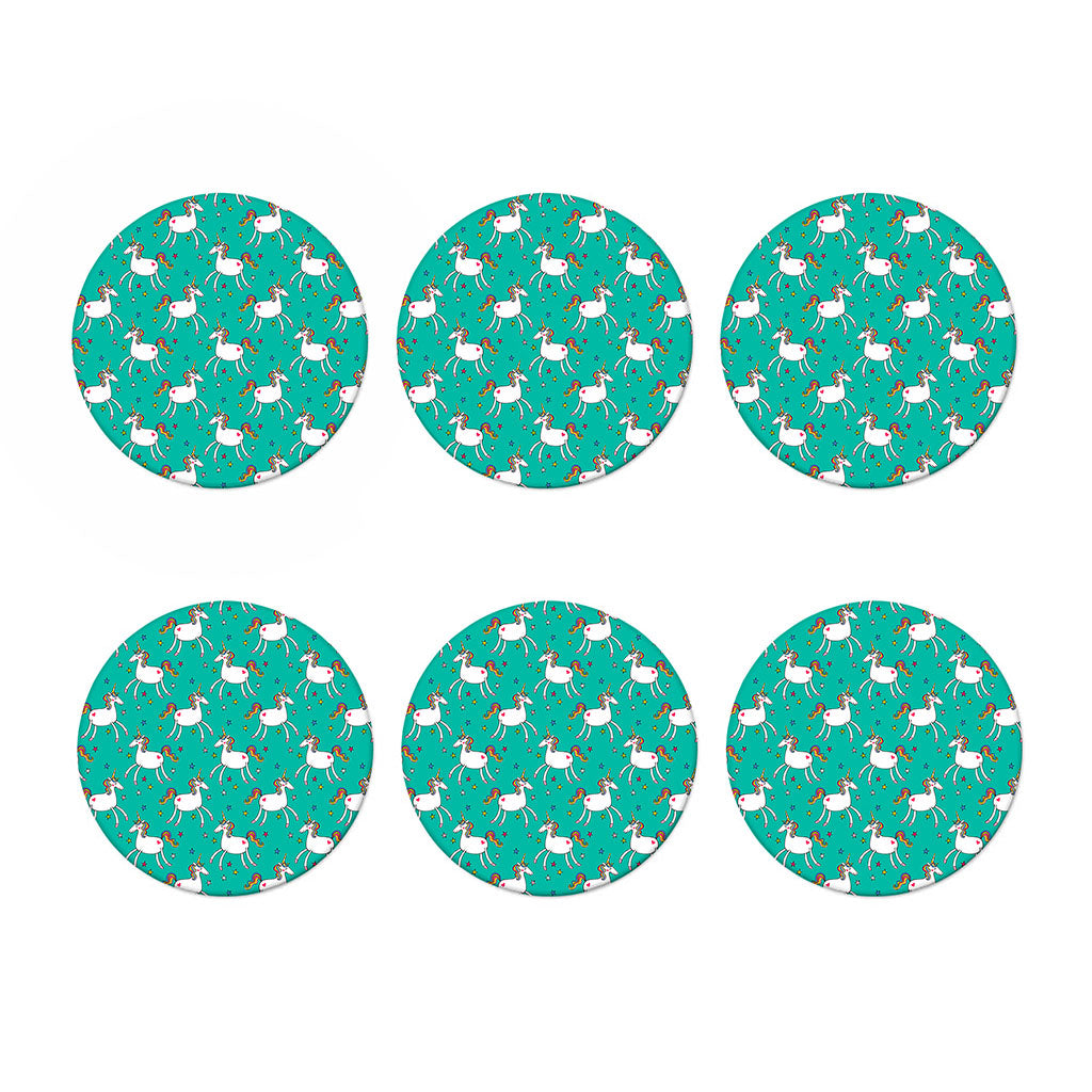 Doodle Unicorn Pattern Print Coaster Set