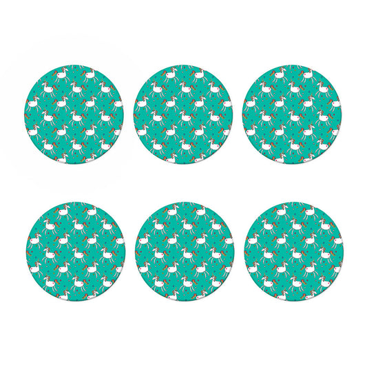 Doodle Unicorn Pattern Print Coaster Set