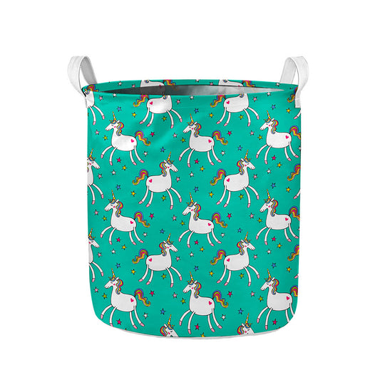 Doodle Unicorn Pattern Print Collapsible Laundry Basket