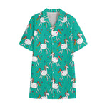 Doodle Unicorn Pattern Print Cotton Hawaiian Shirt