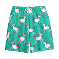 Doodle Unicorn Pattern Print Cotton Shorts